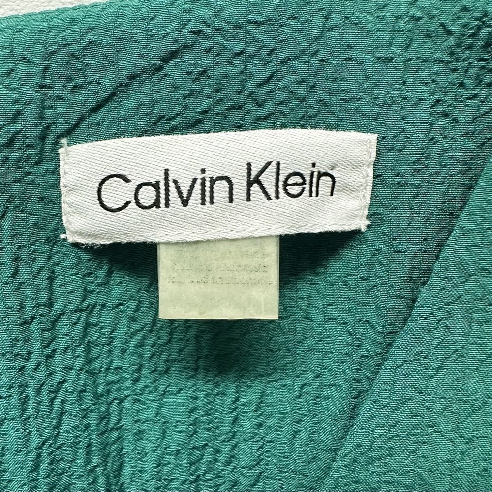 Calvin Klein Sleeveless Wide Leg Jumpsuit | Green, V-Neck, Tie belt, Crepe Sz 14 - Picture 14 of 16